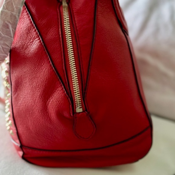 NWT Rebecca Minkoff designer Red Leather Purse Satchel style with… - Picture 11 of 16